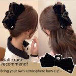 Black Plush Crab Pin With Bow - Image 3