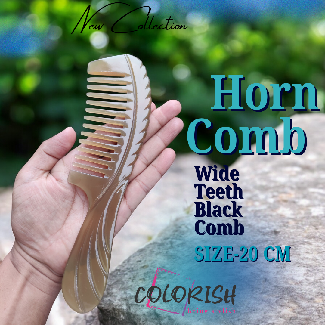 Copy of Copy of Copy of Blue and Black Modern Mens Watch Facebook Post_20260113_093930_0023 Wide Teeth Handle Horn Comb - Image 1