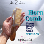 Flower Design Handle Horn Comb