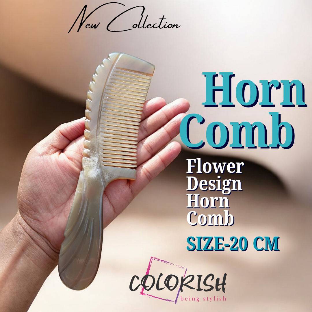 Copy of Copy of Copy of Copy of Copy of Blue and Black Modern Mens Watch Fa_20260129_171001_0027 Flower Design Handle Horn Comb - Image 1