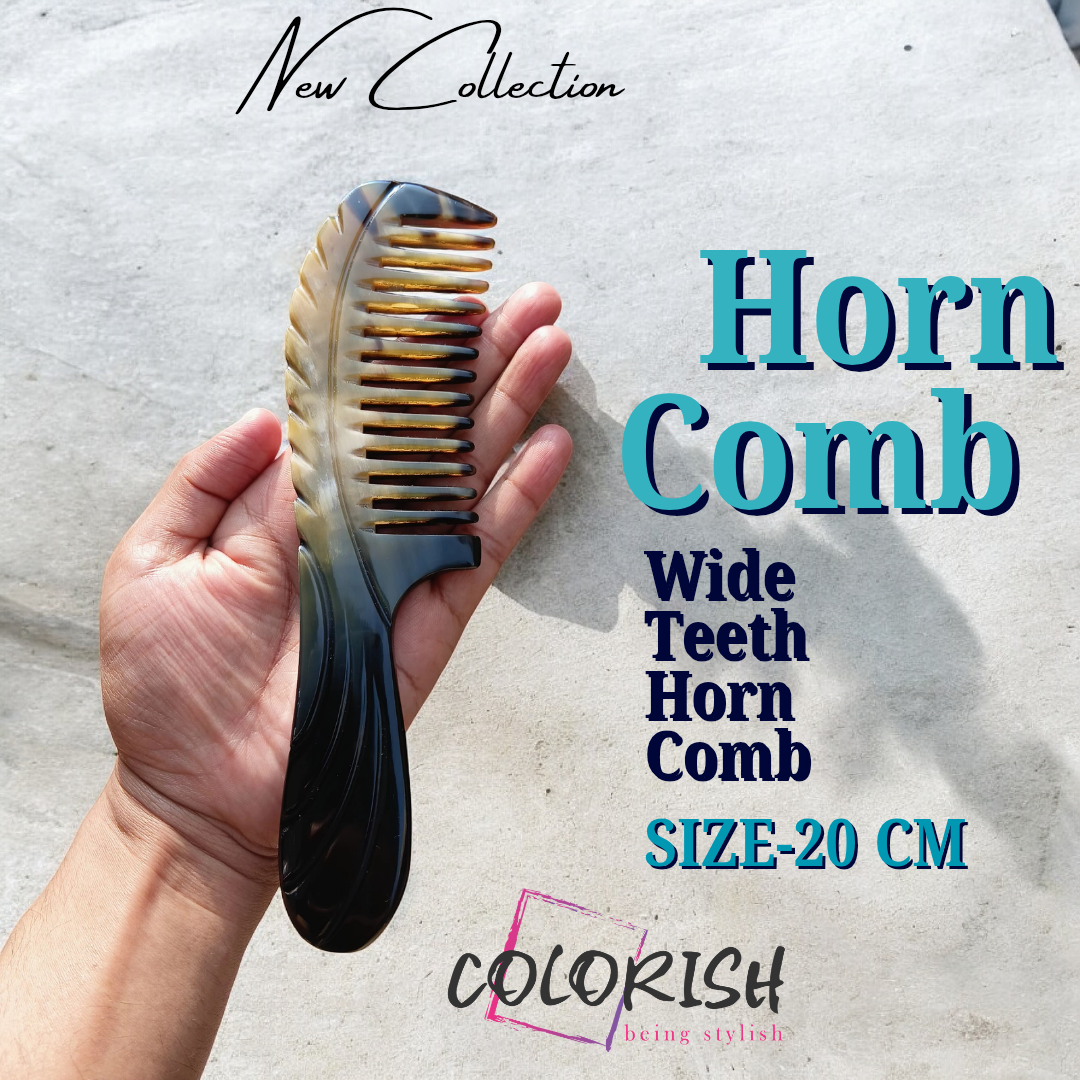 Copy of Copy of Copy of Copy of Blue and Black Modern Mens Watch Facebook P_20260129_172742_0024 Wide Teeth Handle Horn Comb - Image 1