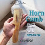 Flower Design Handle Horn Comb