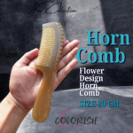Flower Design Handle Horn Comb