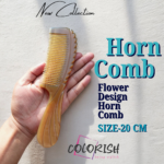 Flower Design Handle Horn Comb