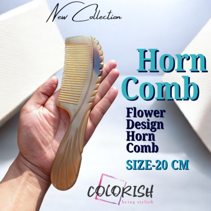 Flower Design Handle Horn Comb