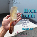 Flower Design Handle Horn Comb