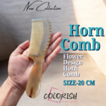 Flower Design Handle Horn Comb
