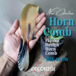 Flower Design Handle Horn Comb