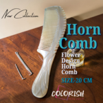 Flower Design Handle Horn Comb