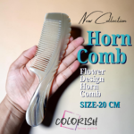 Flower Design Handle Horn Comb