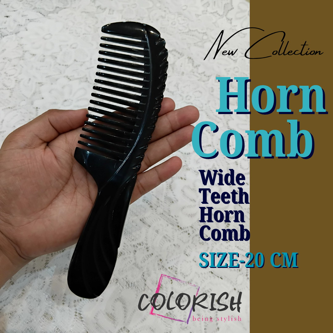 Wide Teeth Horn Comb 77 (1) Wide Teeth Handle Horn Comb - Image 1
