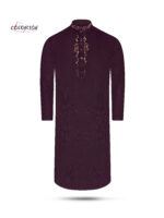 Premium Handwork Panjabi- Burgundy Pump - Image 4