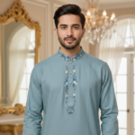 Premium Handwork Panjabi- Light Pastel Blue