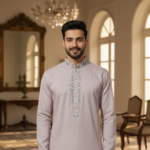 Premium Handwork Panjabi- Cozy Peach