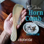 Flower Design Handle Horn Comb