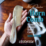 Flower Design Handle Horn Comb