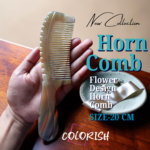 Flower Design Handle Horn Comb