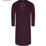 Premium Handwork Panjabi- Burgundy Pump