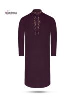 Premium Handwork Panjabi- Burgundy Pump