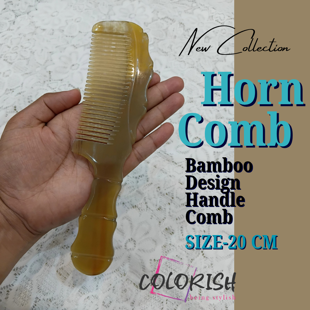 Bamboo Design Horn Comb 1 (5) Bamboo Design Handle Comb - Image 1