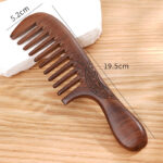 Black Gold Sandalwood Wide Teeth Round Handle Comb