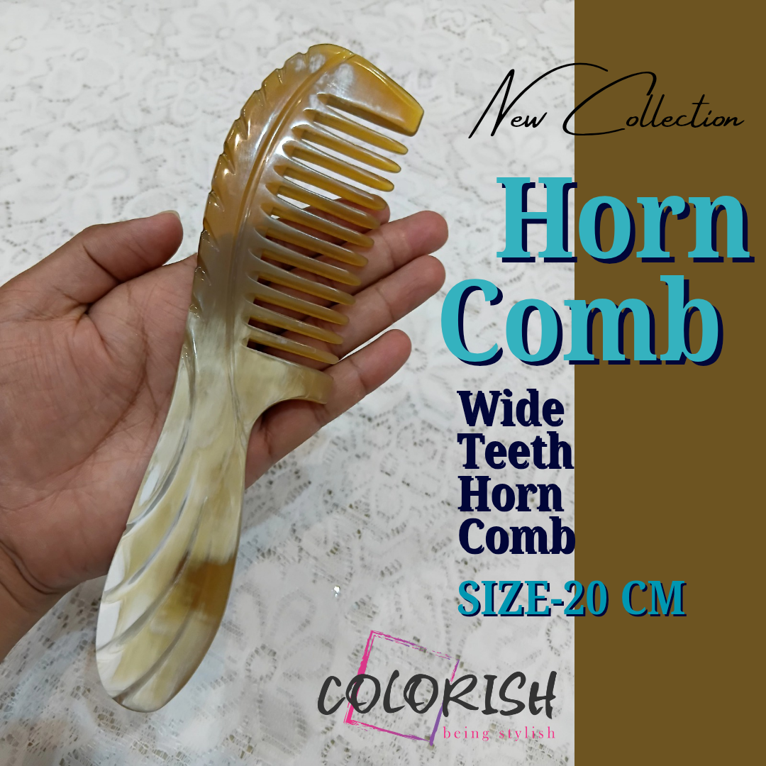 Wide Teeth Horn Comb Wide Teeth Handle Horn Comb - Image 1