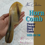 Flower Design Handle Horn Comb