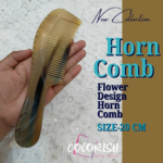 Flower Design Handle Horn Comb