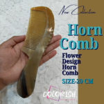 Flower Design Handle Horn Comb