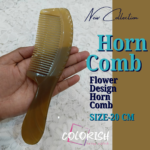 Flower Design Handle Horn Comb