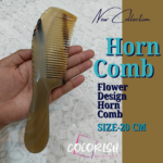 Flower Design Handle Horn Comb