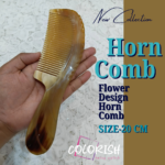 Flower Design Handle Horn Comb