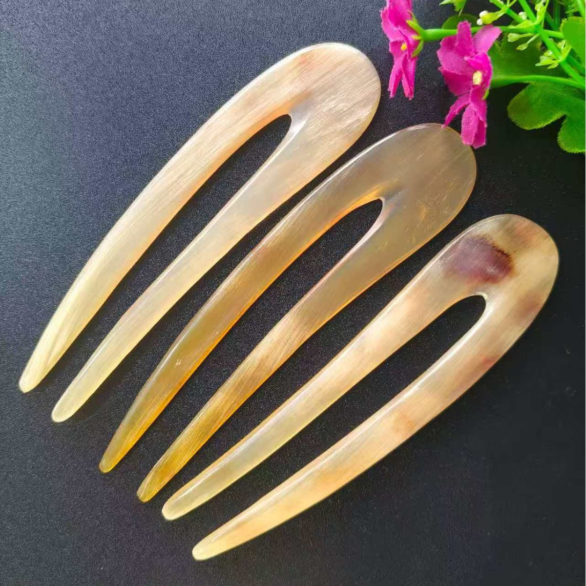 Horn French Hair Pin 1 Horn U-Shaped Hair Pin - Image 1