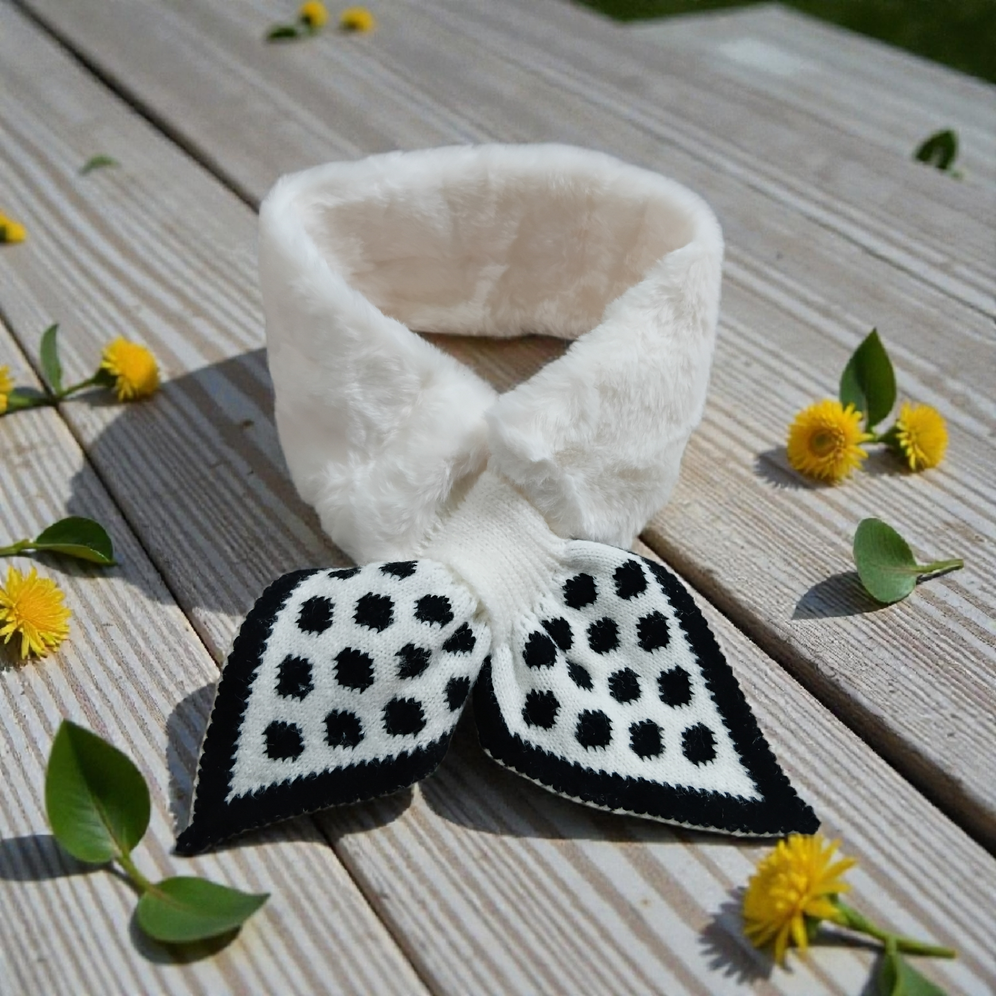 Muffler 1 (3) Ladies Plush Muffler With Wave Dot - Image 1