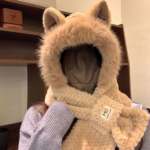 Fox Ear Scarf with Hat-Gold Khaki